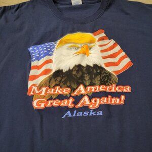Mens Bald Eagle American Flag Make America Great Again Alaska Sz 4XL Shirt
